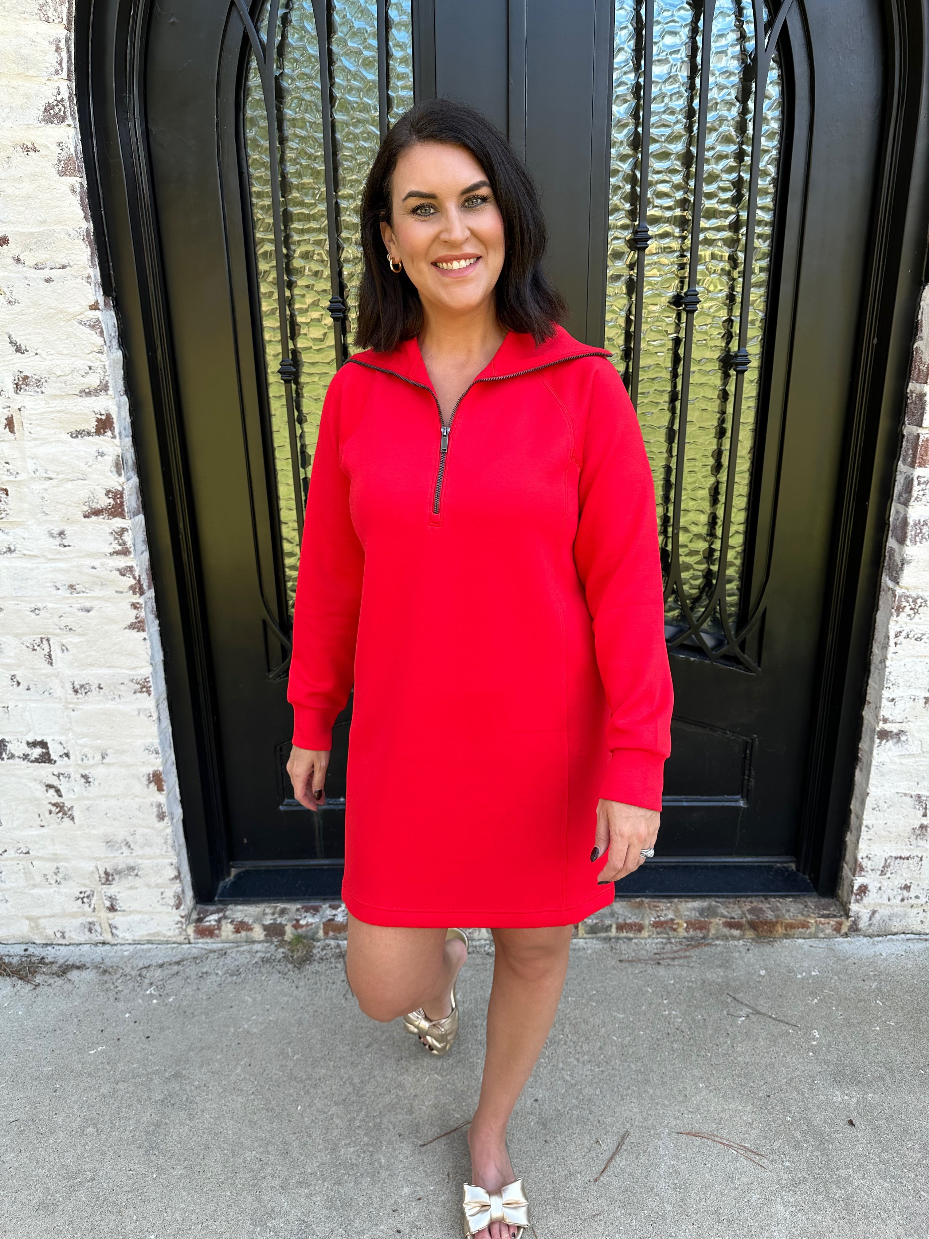 Spanx AirEssentials Half Zip Dress in Red Splurge Montgomery Spanx AirEssentials Half Zip Dress in Red Splurge Montgomery