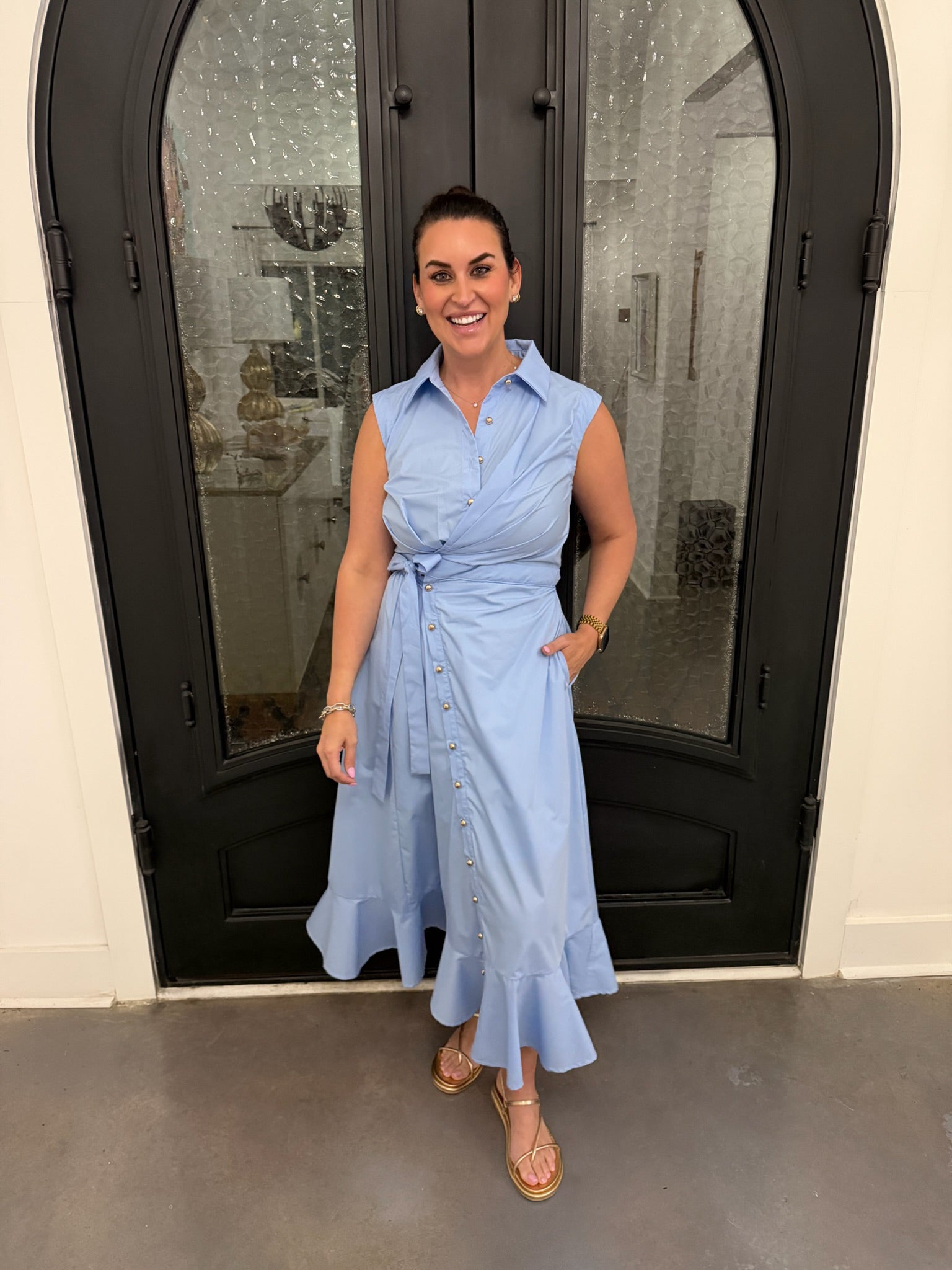 chambray maxi dress Sandy Halter Featuring a breezy strapless neckline and gorgeous chambray fabric Martha Embroidered Chambray Dress Blue