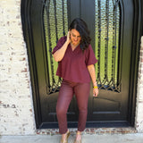 Glenda Puff Sleeve Top in Burgundy