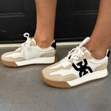Sam Edelman Langley Lace Up Sneaker in White/Tan/Black