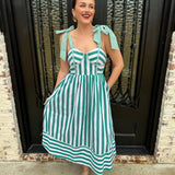 Striped to Perfection Midi Dress in Green