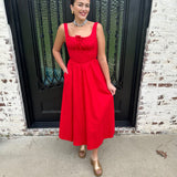 Blaine Corset Bodice Maxi Dress in Red