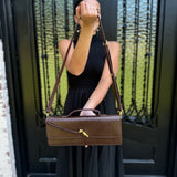 Andi Crocodile Long Clutch in Chocolate