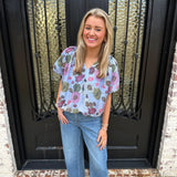 Frans Bubble Hem Top in Blue