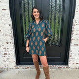 Lorenzo Dress in Hunter Green (S-2X)