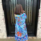 Maude Eliza Midi Dress in Azure Safari