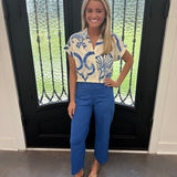 Maude Zia Blouse in Blue Fresco