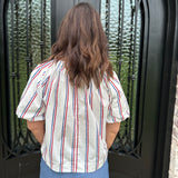 USA Stripe Top in White
