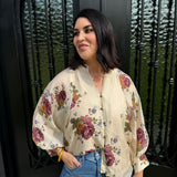 Lyndsey Floral Top in Ecru