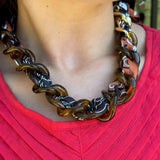 Scarf Necklace with Chunky Enamel Chain in Tort