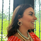 Circle Crystal Earrings in Champagne