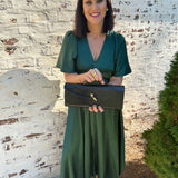 Andi Crocodile Long Clutch in Black