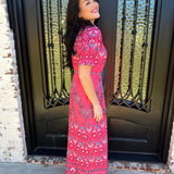 July Hindi Cotton Maxi in Raspberry