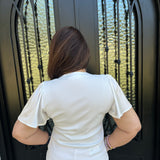 Karen Ribbed Button Down in White