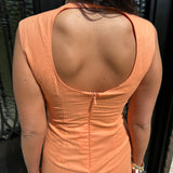 Melody Scalloped Hem Sheath Dress in Tangerine