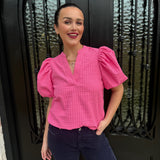 Sandra Puff Sleeve Top in Pink