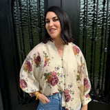 Lyndsey Floral Top in Ecru