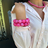 Fuchsia Oversized Beaded Bracelet