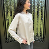 Spanx Better Than Silk Button Down Shirt in Birch
