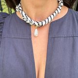 Scarf Necklace with Waterdrop Baroque Pearl Charm
