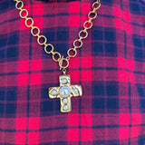 Chansutt Large Pearl Cross Necklace in Gold