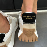 Sam Edelman Langley Lace Up Sneaker in White/Tan/Black