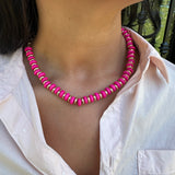 Fuchsia Heishi Beaded Necklace