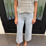 Bayeas Lisa Mid Rise Wide Leg Jean in Wathet