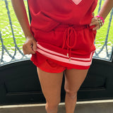 Megan Red & Pink Top & Skort Set