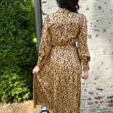 Button Down Tiered Dress in Leopard Print