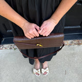 Andi Crocodile Long Clutch in Chocolate