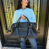 Quilted Weekender Bag in Black