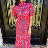 July Hindi Cotton Maxi in Raspberry