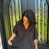 Glenda Puff Sleeve Top in Black