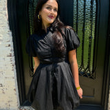 Ruthie Bubble Hem Shirt Dress in Black