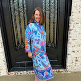 Maude Eliza Midi Dress in Azure Safari