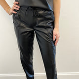 Kaja Faux Leather Jogger Black