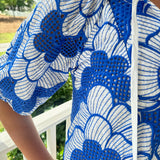 Tang Embroidered Flower Top in Blue