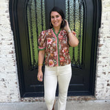 Hillary Floral Top in Brown