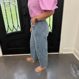 Tractr High Rise Barrel Crop in Indigo