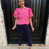 Sandra Puff Sleeve Top in Pink