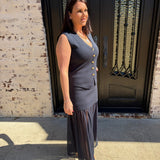 Kate Knit Button Top & Pleated Chiffon Midi Skirt Set