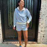 Salty Blue Striped Cloud Quarter Zip & Short