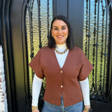 Jaded Front Button Cardigan in Brown