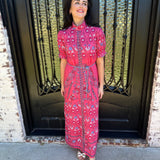 July Hindi Cotton Maxi in Raspberry