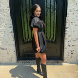 Ruthie Bubble Hem Shirt Dress in Black