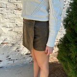 Max Faded Denim Wrap Skort in Taupe
