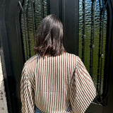 Cooper Striped Bubble Sleeve Top in Brown