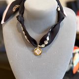 Scarf Necklace with Clover Charm