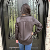 Spanx Better Than Silk Button Down Shirt in Classic Black